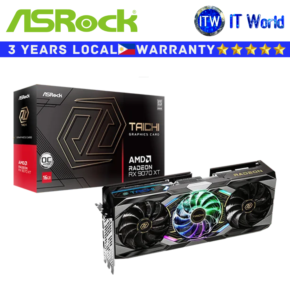 AsRock AMD  RX 9070 XT Radeon  16GB Taichi OC Graphics Card (90-GA5HZZ-00UANF)