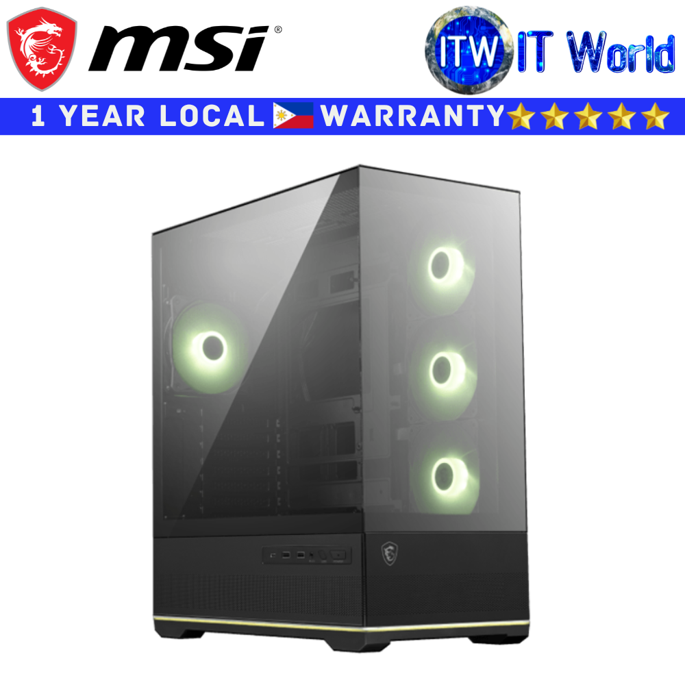 MSI Computer PC Case MAG Pano 110R PZ Black Mid-Tower Tempered Glass Chassis