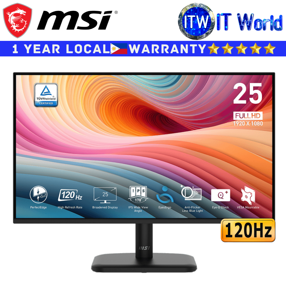 MSI Monitor PRO MP251L E2 24.5" 120Hz / 1920x1080 FHD / IPS / 1ms MPRT, 4ms GTG / Anti-Glare | itw