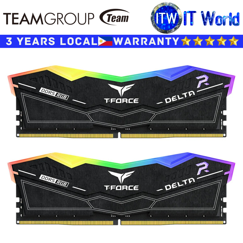 Itw | Teamgroup DDR5 RAM 48GB (2x24GB) 6400MHz Delta T-Force RGB Black (FF3D548G6400HC32ADC01)
