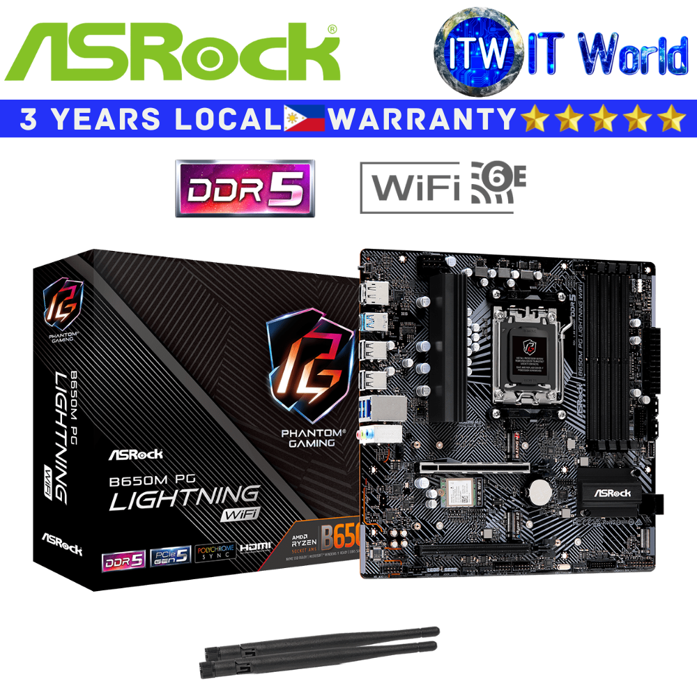 AsRock Motherboard B650M PG Lightning Wifi Phantom AM5 DDR5
