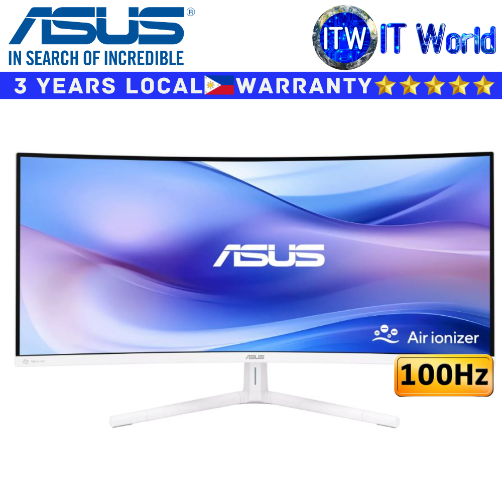 Itw | ASUS Curved Monitor VU34WCIP-W 34" 3440x1440 WQHD / 100Hz / VA / 1ms MPRT / 1500R / Eye-Care