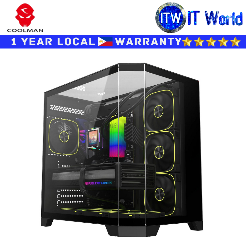 Itw | Coolman Zentra Luxe ATX Vision Tempered Glass Computer PC Case (Black | White)