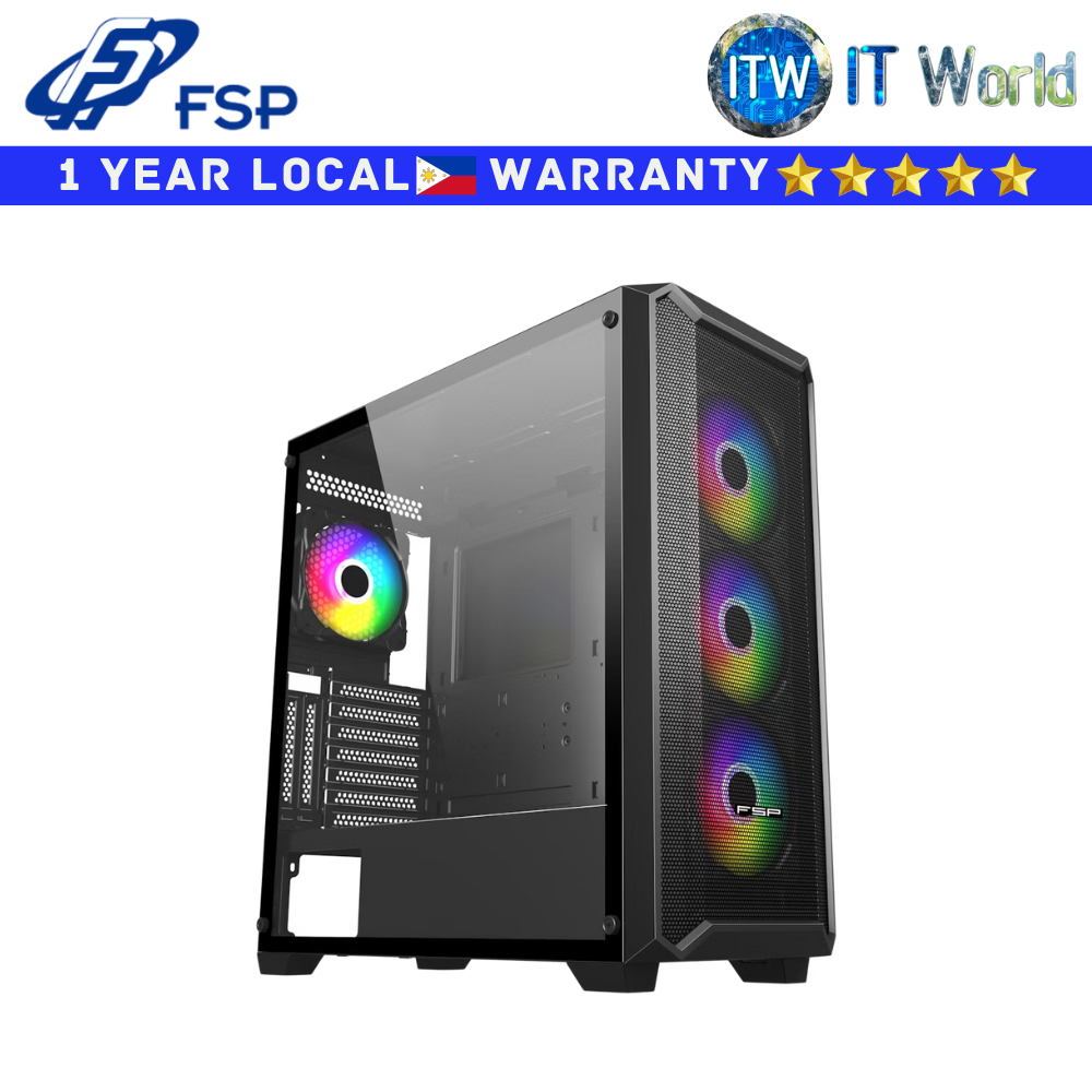 FSP Computer PC Case CMT591A Black Mid Tower Case