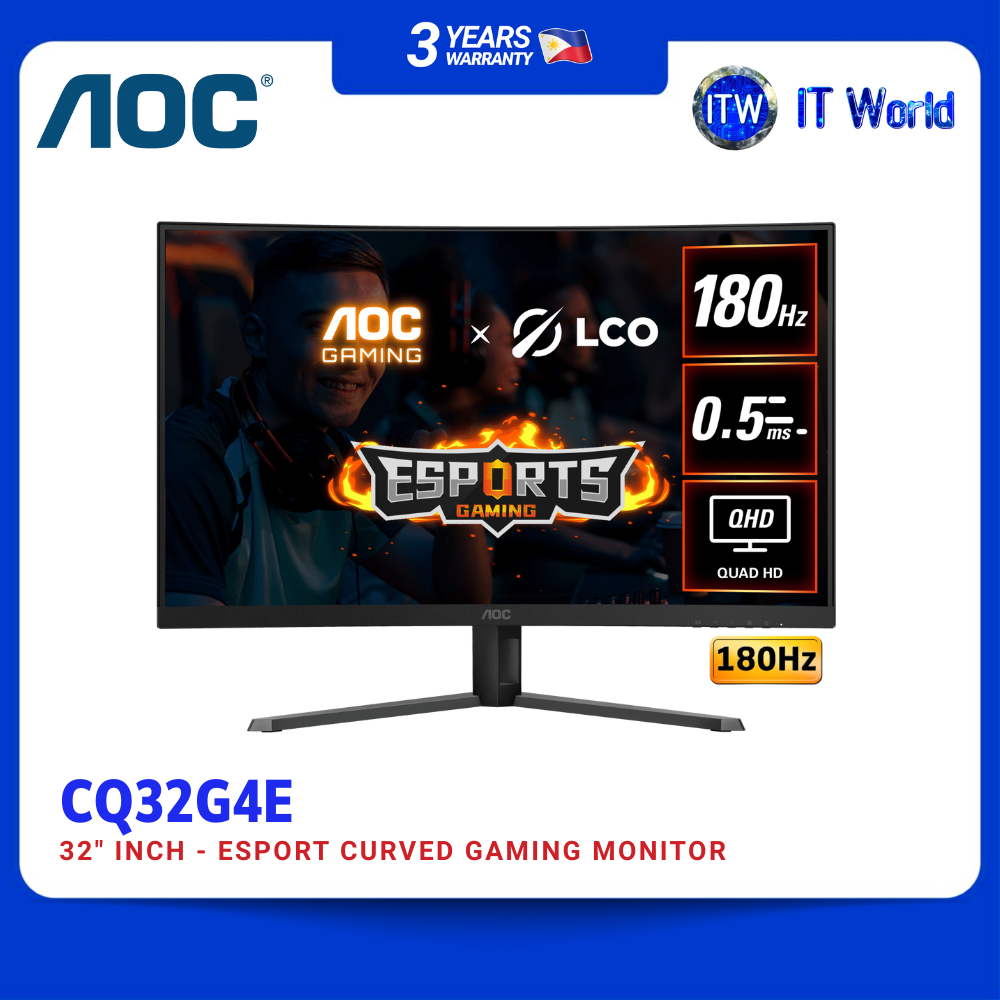 AOC Curved Esport Gaming Monitor CQ32G4E 32" 180Hz / 2560×1440 QHD / VA 1500R / 0.5ms | itw