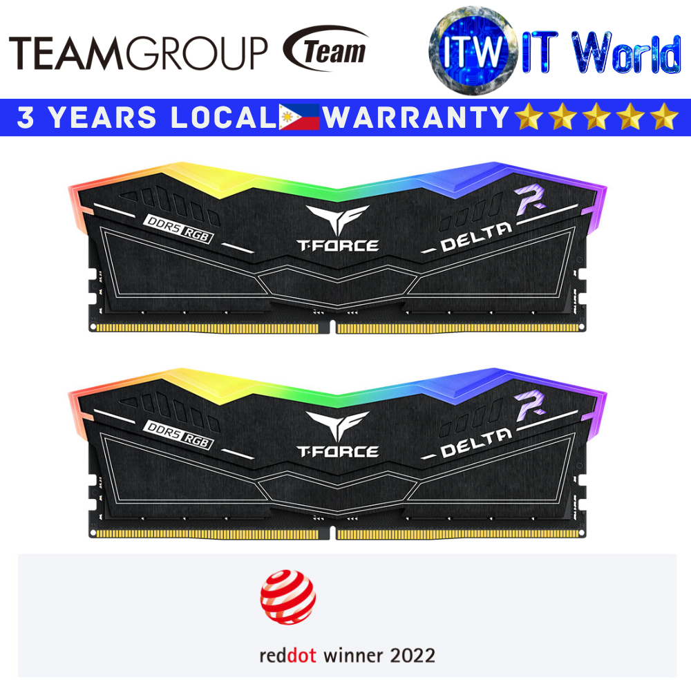 Teamgroup DDR5 RAM 32GB(2X16GB) 6000MHz Delta RGB Desktop Memory Black(FF3D532G6000HC38JDC01)