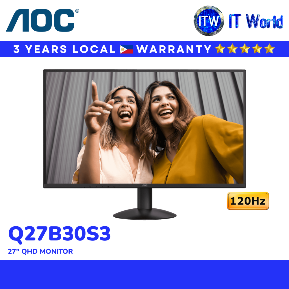 AOC Q27B30S3 Monitor | 27" 120Hz / 2560 × 1440 QHD / IPS / 1ms / HDR10 | itw