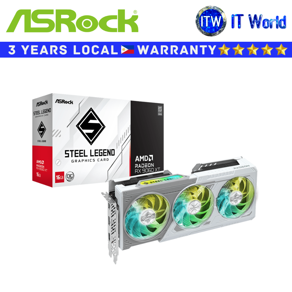 Asrock AMD Radeon RX 9060 XT 16GB Steel Legend 16GB OC Graphics Card (RX9060XT SL 16GO)