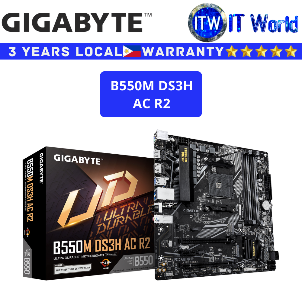 Gigabyte B550M DS3H AC R2 micro-ATX AM4 DDR4 Ultra Durable Motherboard
