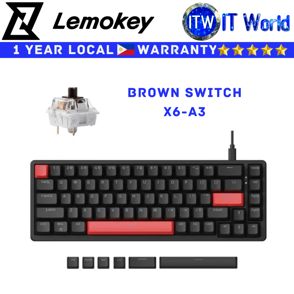 Itw | Lemokey Wired Mechanical Keyboard X6QMK / VIA Black / Brown Switch (X6-A3)