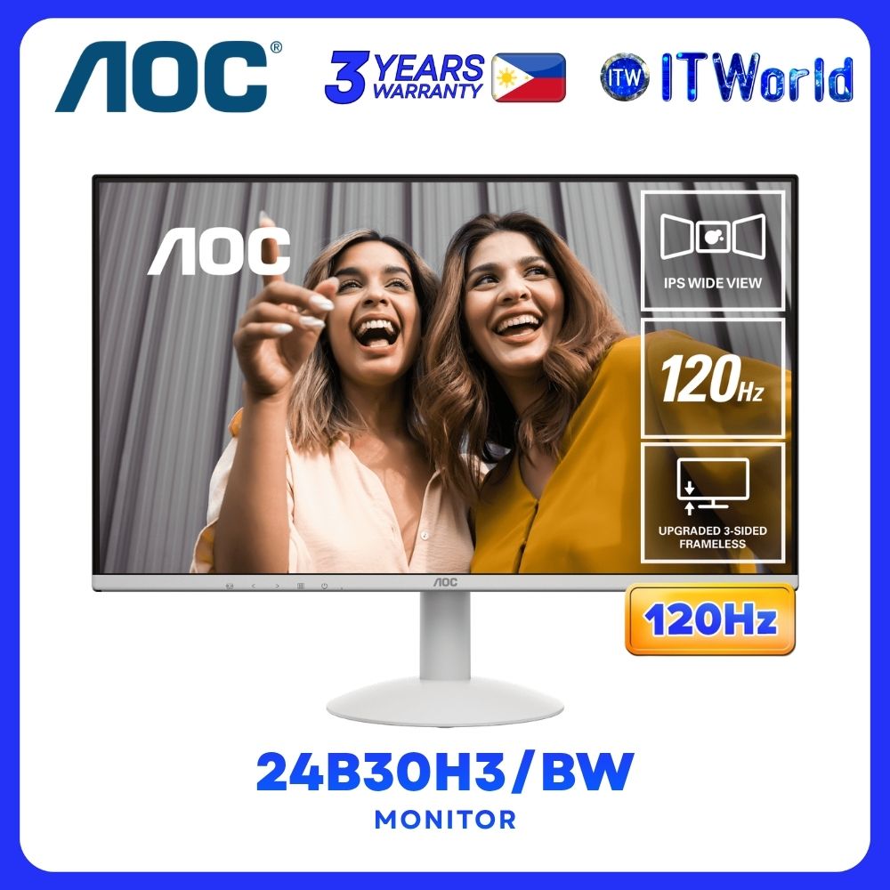 AOC 24B30H3/BW - 23.8" 1920x1080 FHD / 120Hz / IPS / 1ms MPRT, 4ms GTG / White Monitor