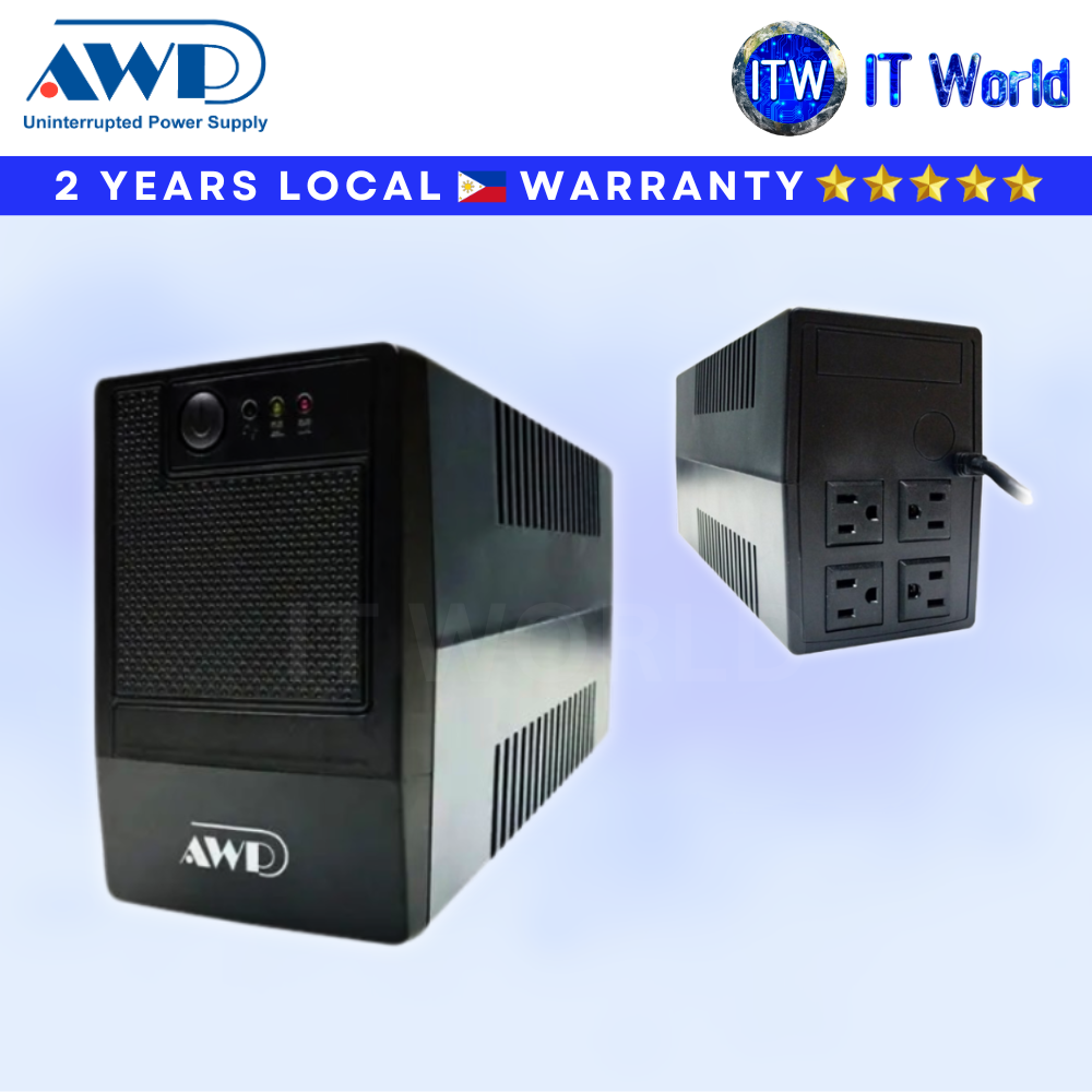 AWP UPS 650VA 390W Line Interactive – Desk Type 4x US Sockets LED Indicator (AID650)