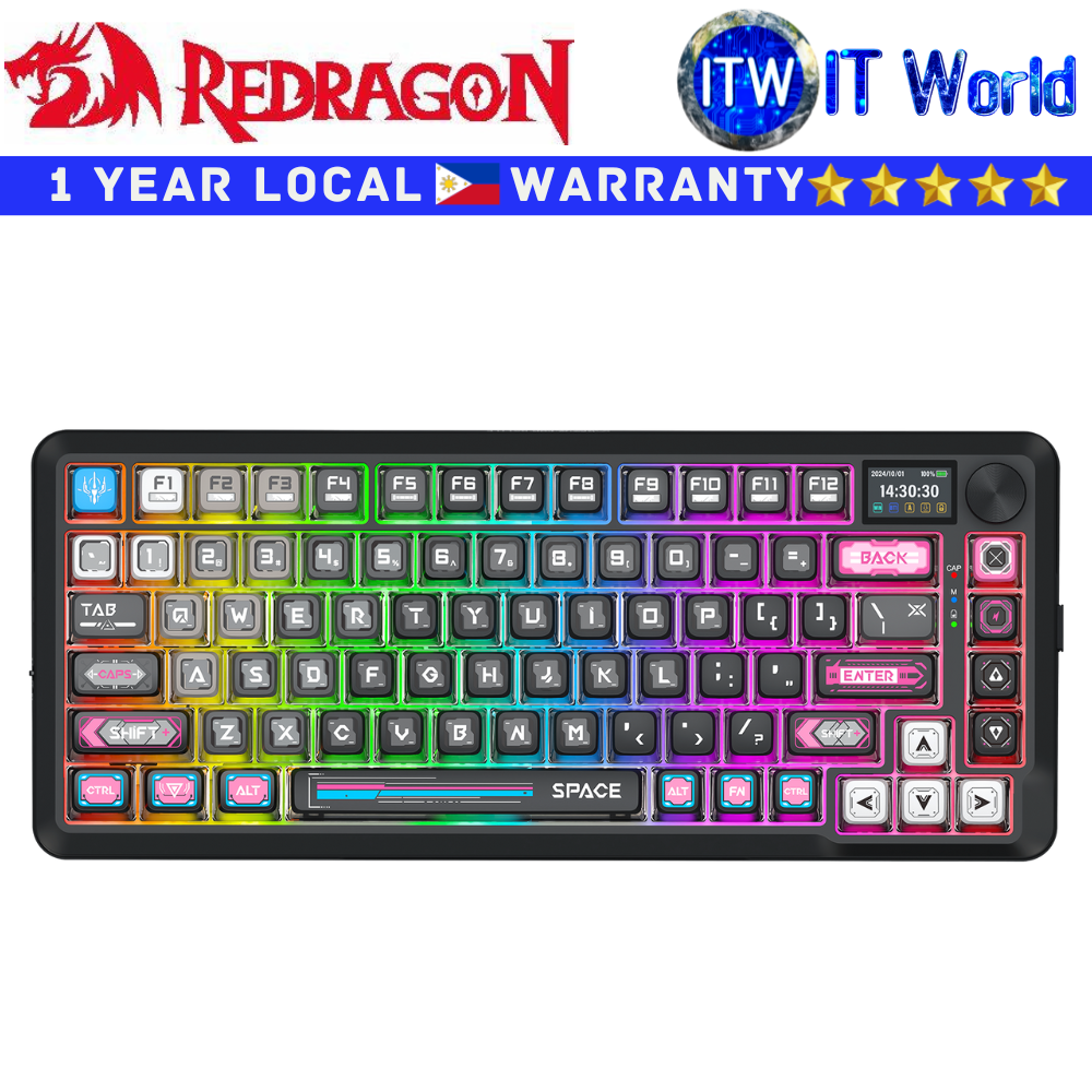 Itw | Redragon Mechanical Keyboard K708 MC Flekact Pro w/ LCD Screen RGB Backlight (K708MC-RGB-PRO)