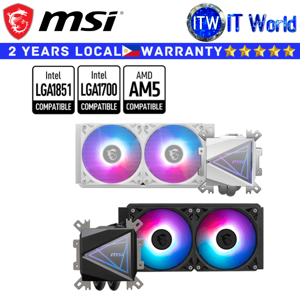 Itw | MSI CPU Cooler Fan MAG Coreliquid I240 Liquid Cooling Loop Dynamic Bearing (Black | White)