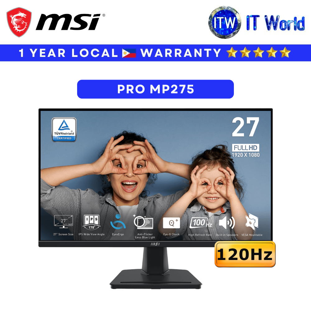 Itw | MSI Business & Productivity Monitor PRO MP275 E2 27" 1920x1080 FHD /120Hz/1ms MPRT, 4ms GTG