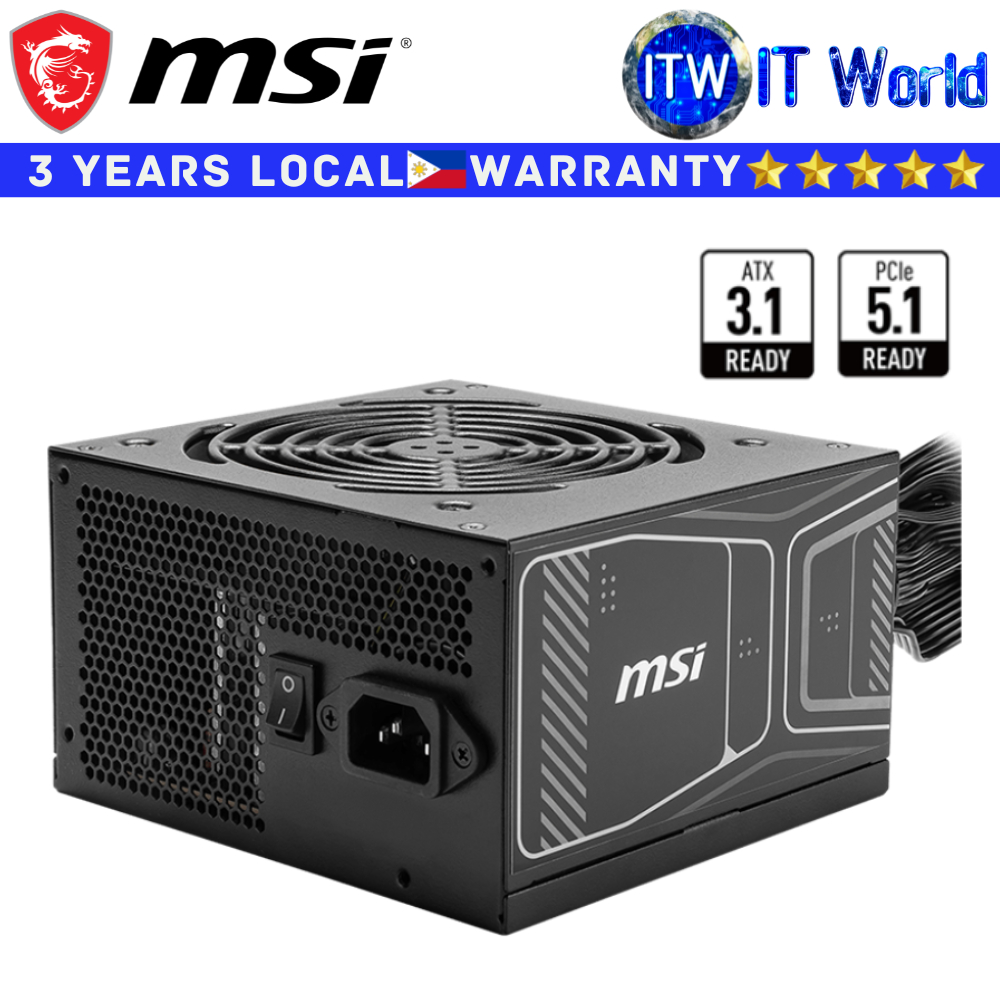 Itw | MSI PSU 850W Power Supply Unit MAG A850GN PCIE5 ATX 3.1 80+ Gold Non-Modular Active PFC