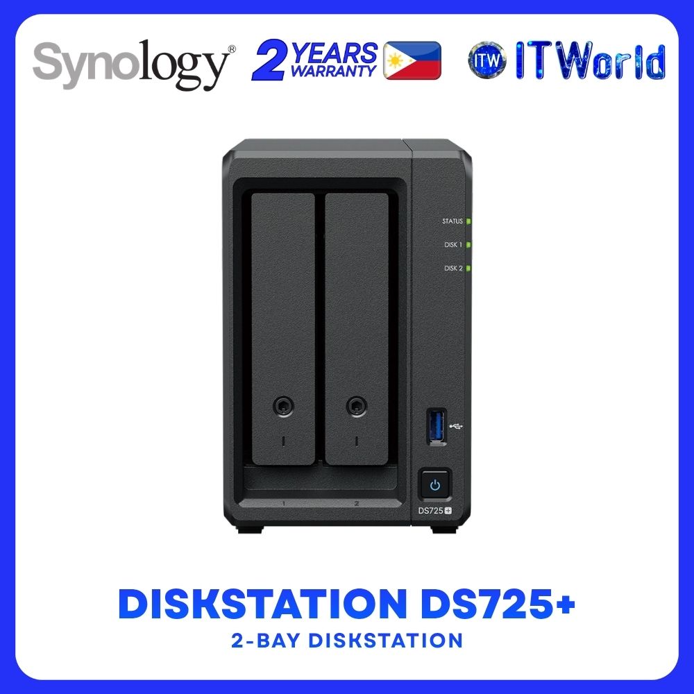 Synology DiskStation DS725+ NAS 2-Bay Ryzen 2.6GHz 4GB ECC NVMe LAN Storage