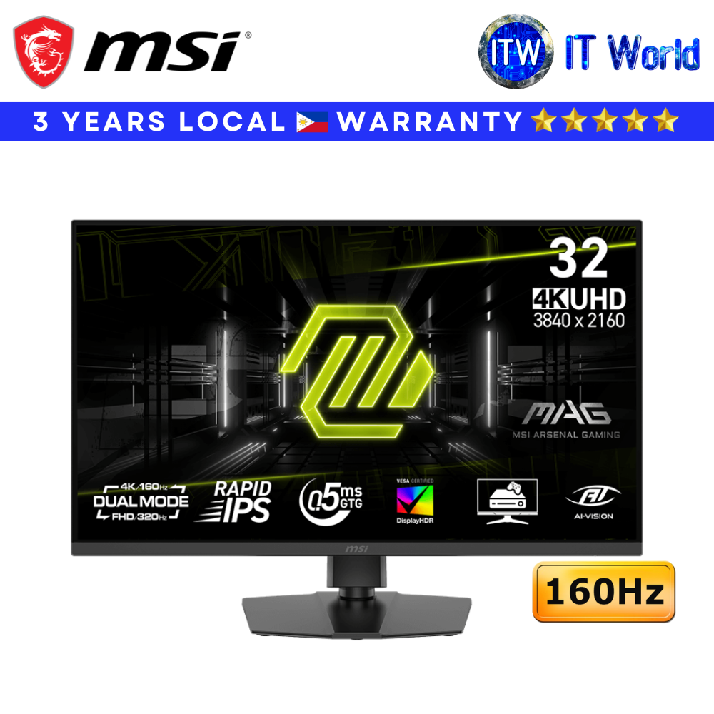 MSI Gaming Monitor MAG 322URDF E16 31.5" UHD (3840x2160)/160Hz/Dual Mode 320Hz/Rapid IPS/0.5ms