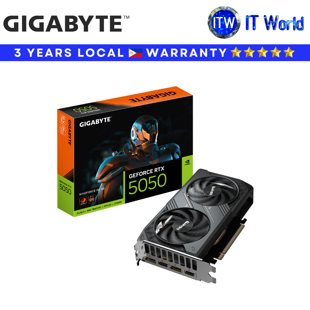 Itw | Gigabyte RTX 5050 WINDFORCE OC 8G (8GB GDDR6 / PCIe 5.0 / DLSS 4 / Hawk Fan - Graphics Card