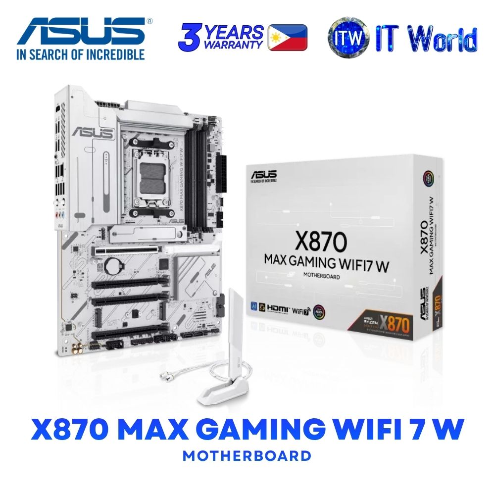 Asus Motherboard X870 Max Gaming Wifi7 W - AM5 / DDR5 / PCIe 5.0 / WiFi 7 / USB4 / ATX | itw