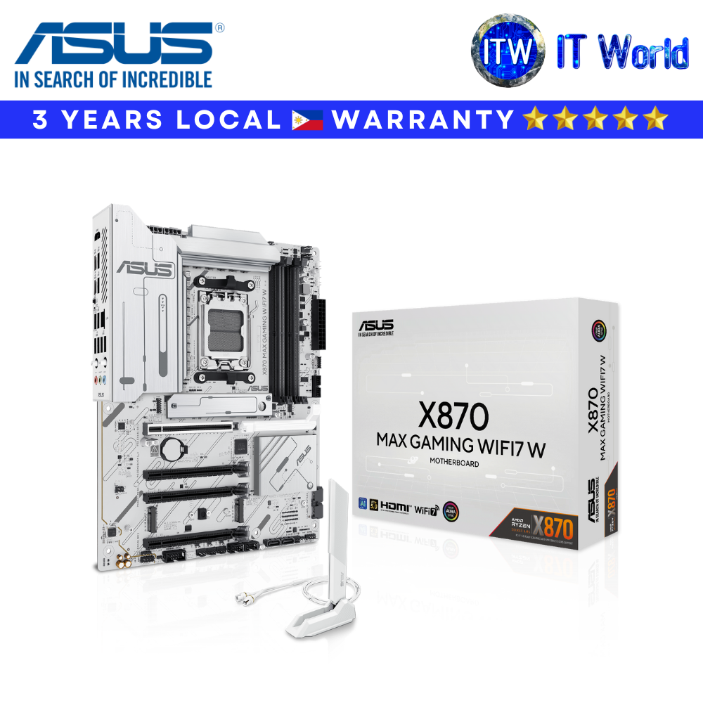 Asus Motherboard X870 Max Gaming Wifi7 W - AM5 / DDR5 / PCIe 5.0 / WiFi 7 / USB4 / ATX | itw