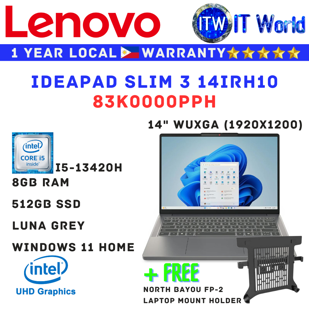 Lenovo IdeaPad Slim 3 14IRH10 83K0000PPH i5-13420H / 8GB RAM / 512GB SSD / Laptop ITWorld