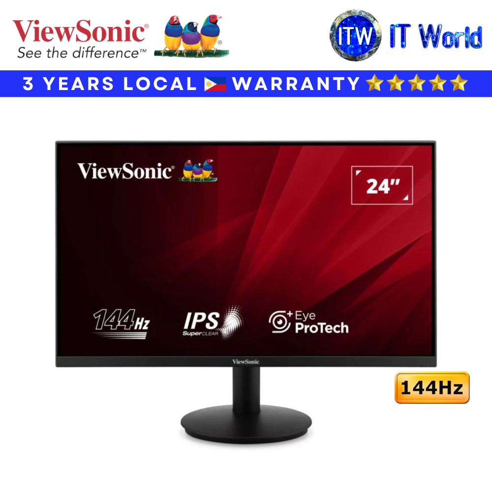 ViewSonic Gaming/Office Monitor VA24G1-H 24" 144Hz 1920x1080 FHD IPS 1ms Eye ProTech+ - (VA24G1-H) | itw