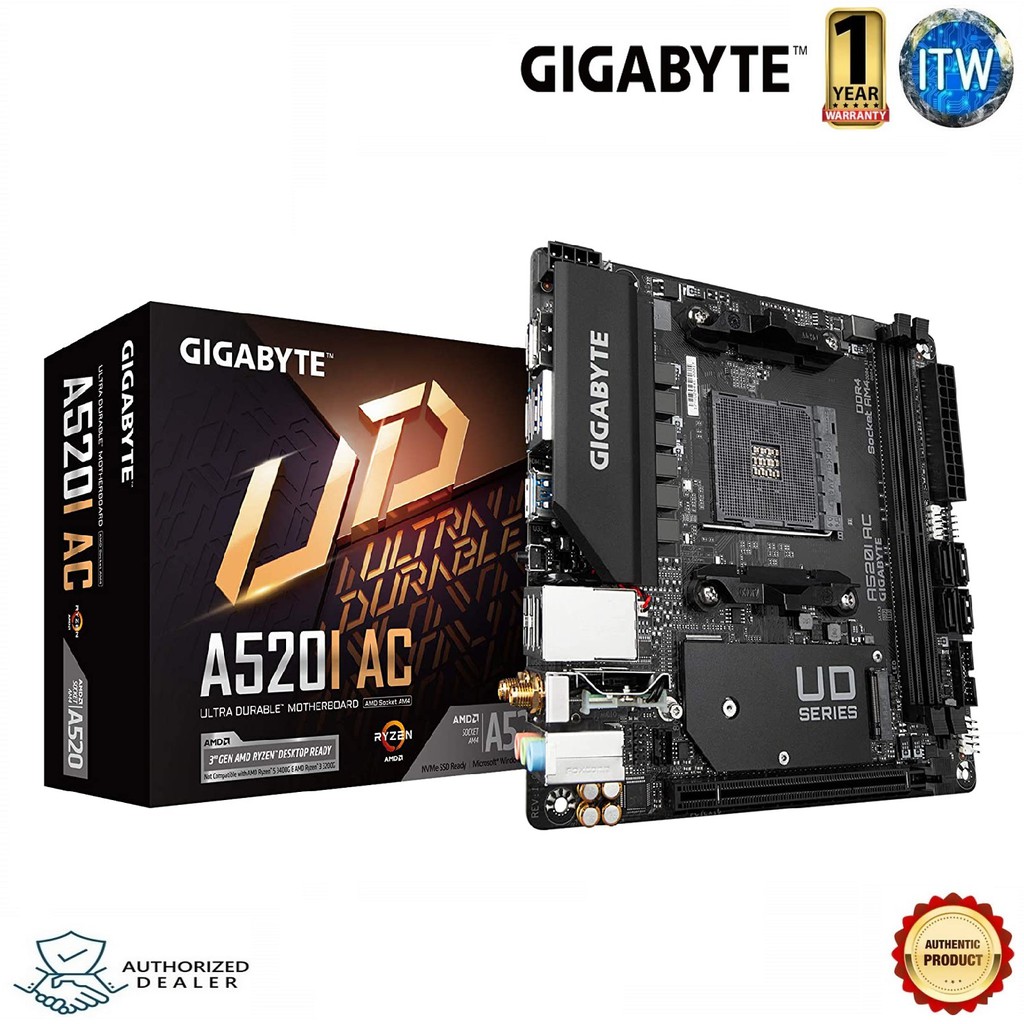 Gigabyte A520I AC Mini-ITX AM4 DDR4 Ultra Durable Motherboard