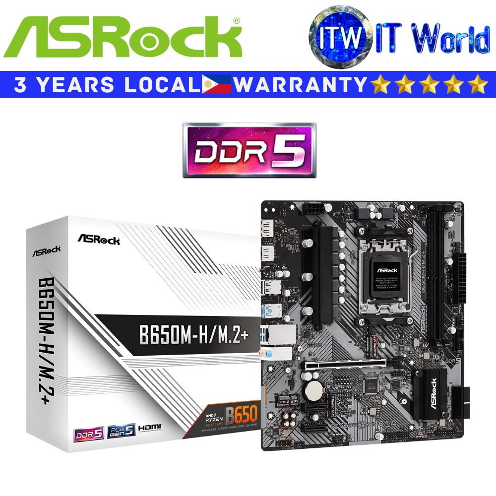 Itw | AsRock Motherboard B650M-H/M.2+ Micro-ATX AM5 socket DDR5