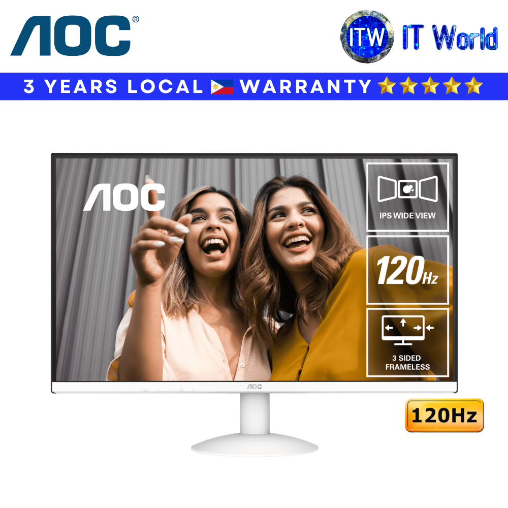 AOC 27B30H3/BW 27" IPS White Monitor FHD 1920x1080 /120Hz /4ms /VESA Mount (AOC 27B30H3/BW) | itw
