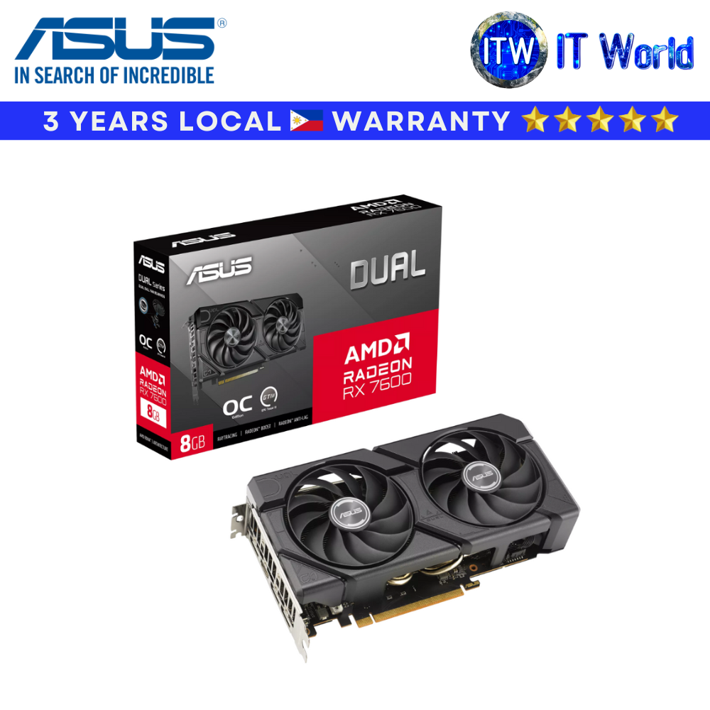 ASUS RX 7600 8GB GDDR6 EVO OC Dual Radeon AMD Graphics Card (DUAL-RX7600-O8G-EVO)