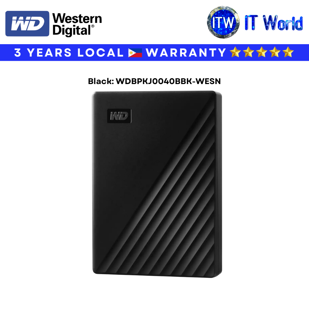 Itw | Western Digital 4TB My Passport External Hard Drive – [Black / Sky Blue / Red / White]