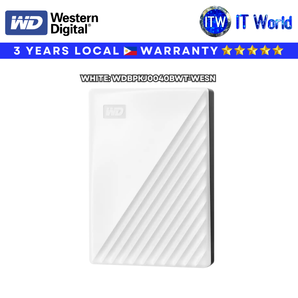 Western Digital 4TB My Passport External Hard Drive - White 