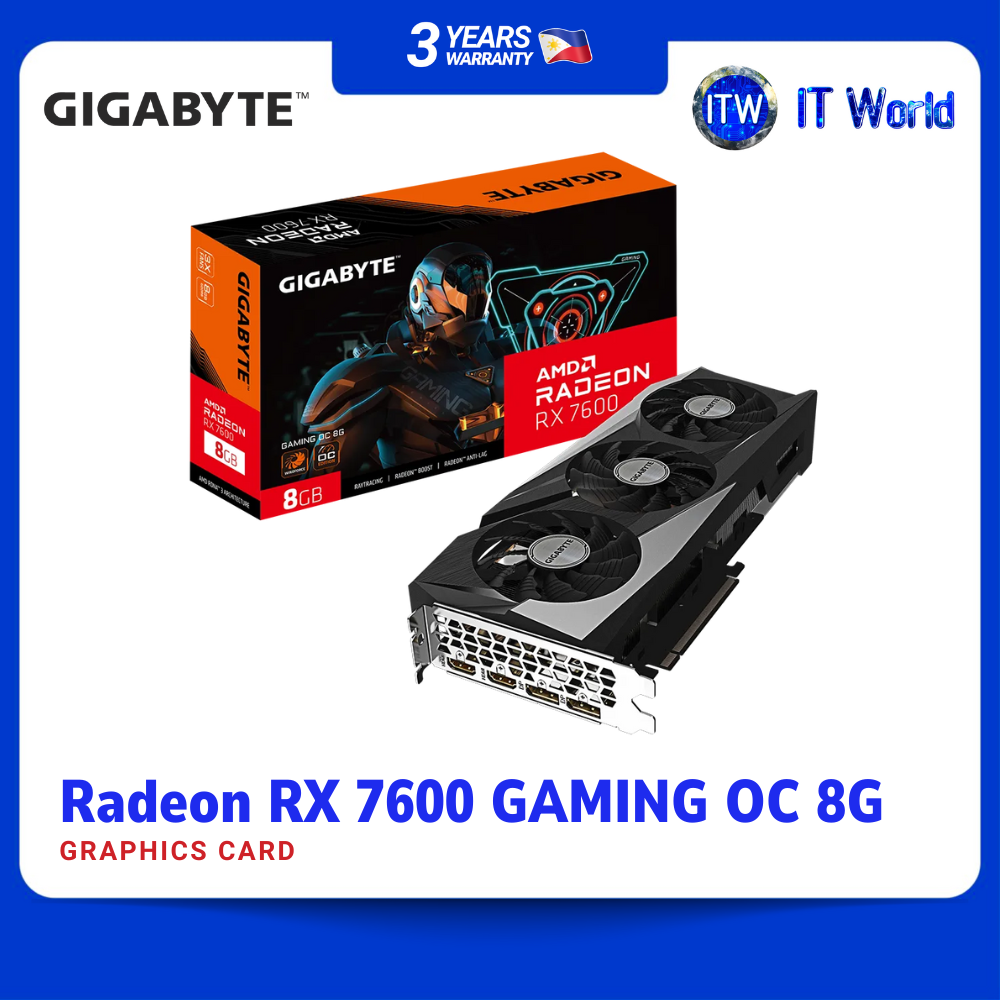 Gigabyte Radeon RX 7600 GAMING OC 8G Graphics Card 8GB GDDR6 PCIe 4.0 Triple Fan