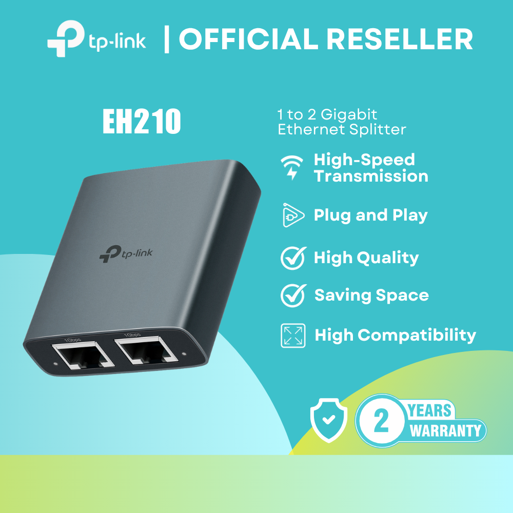 TP-Link EH210 Ethernet Splitter 1 to 2 - Gigabit / Aluminum Alloy / Plug & Play / USB-Powered | itw