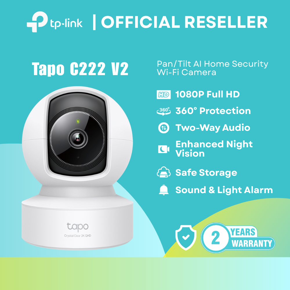 TP-Link Tapo C222 2K 4MP QHD / Pan-Tilt / AI Detection / 512GB microSD Support / Night Vision | itw