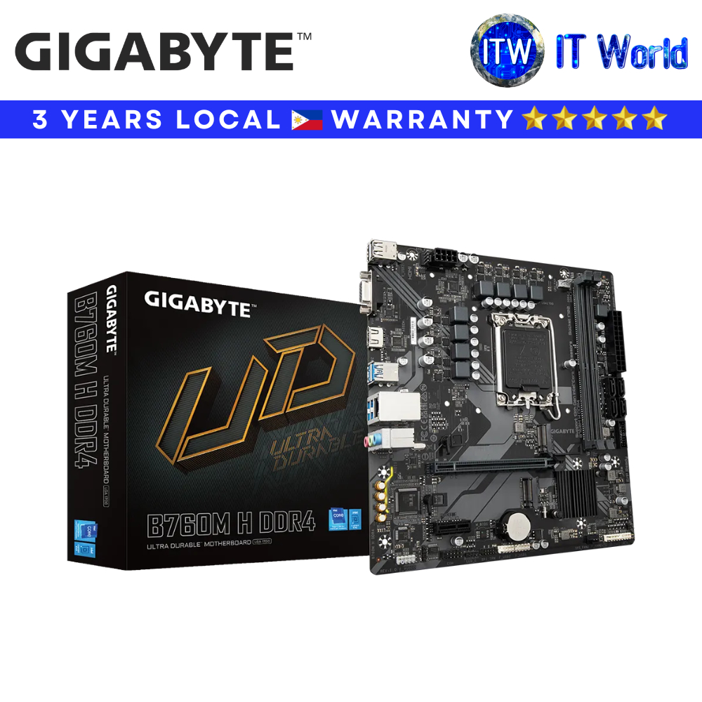 Gigabyte Motherboard B760M H DDR4 LGA1700 /PCIe 4.0 /USB 3.2 Gen1 /mATX (GA-B760M-H-DDR4) | itw