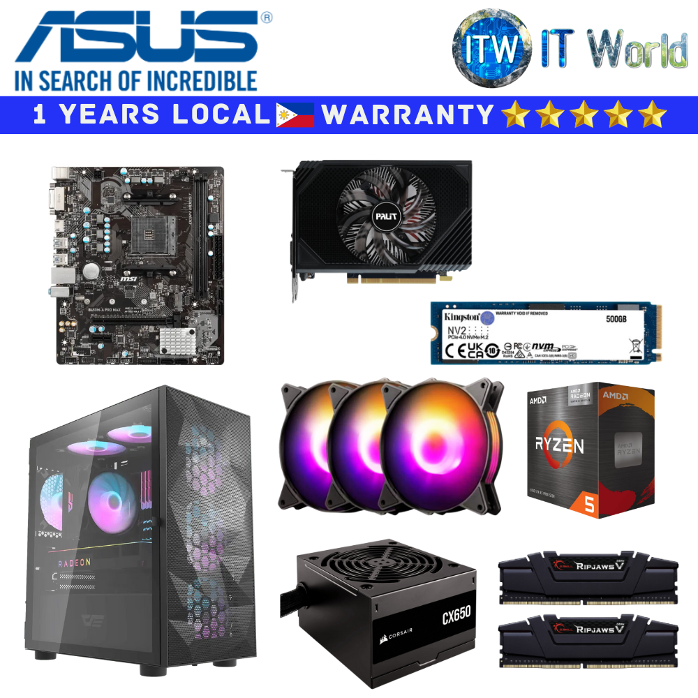Gaming PC Desktop Computer Set Asus Conquer Build 5 5600 3050 RTX
