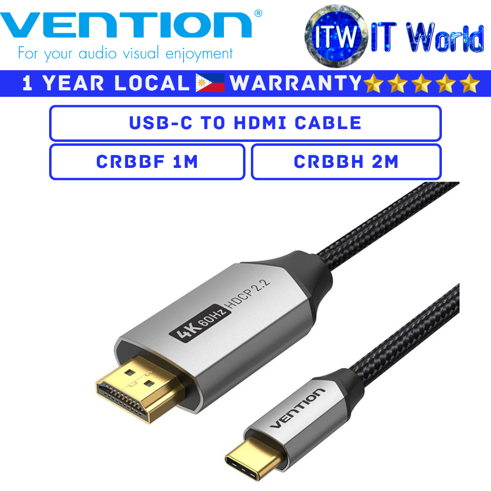 Itw | Vention Cable USB-C Male to HDMI A Male Gold-Plated PVC & Cotton Braided (1M | 2M) (1M)