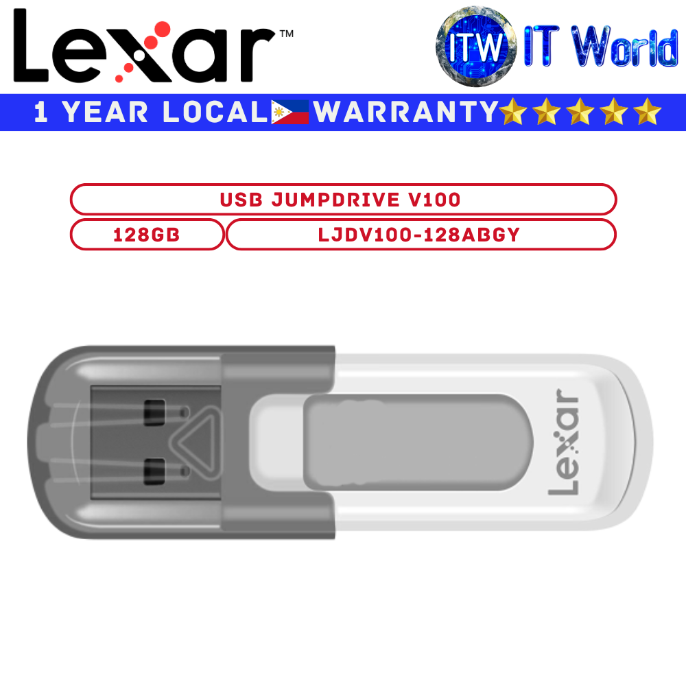Itw | Lexar USB Flash Drive JumpDrive V100 USB3.0 up to 100MB/s Read (32GB | 64GB | 128GB)