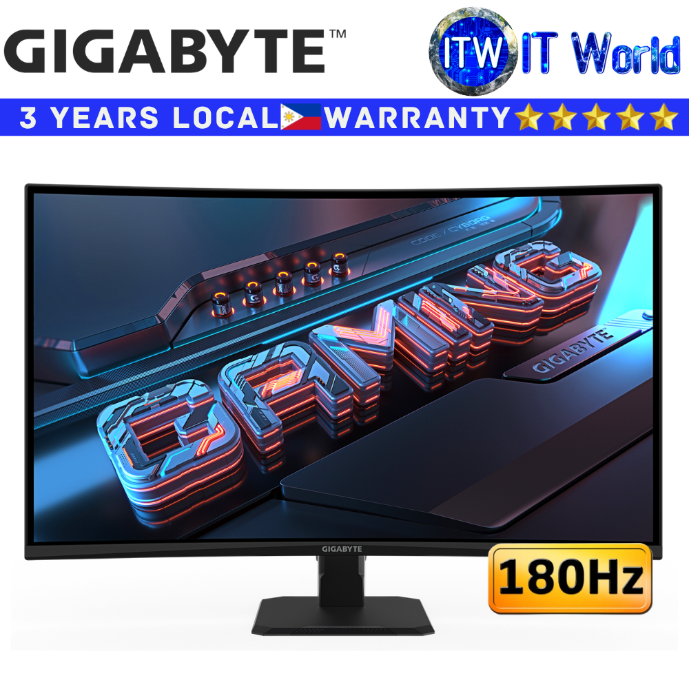 GIGABYTE GS32QCA 31.5" 2560x1440 QHD 180Hz Curved Gaming Monitor VA Panel itw