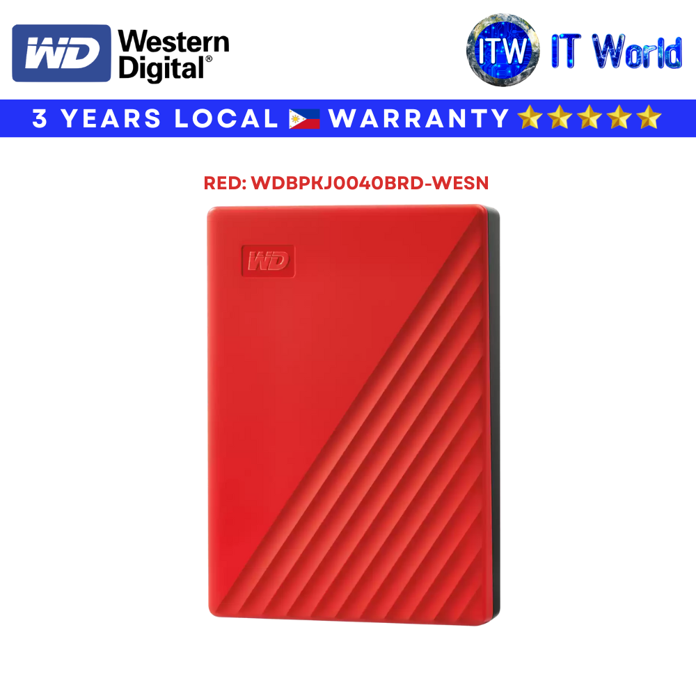Western Digital 4TB My Passport External Hard Drive – Red