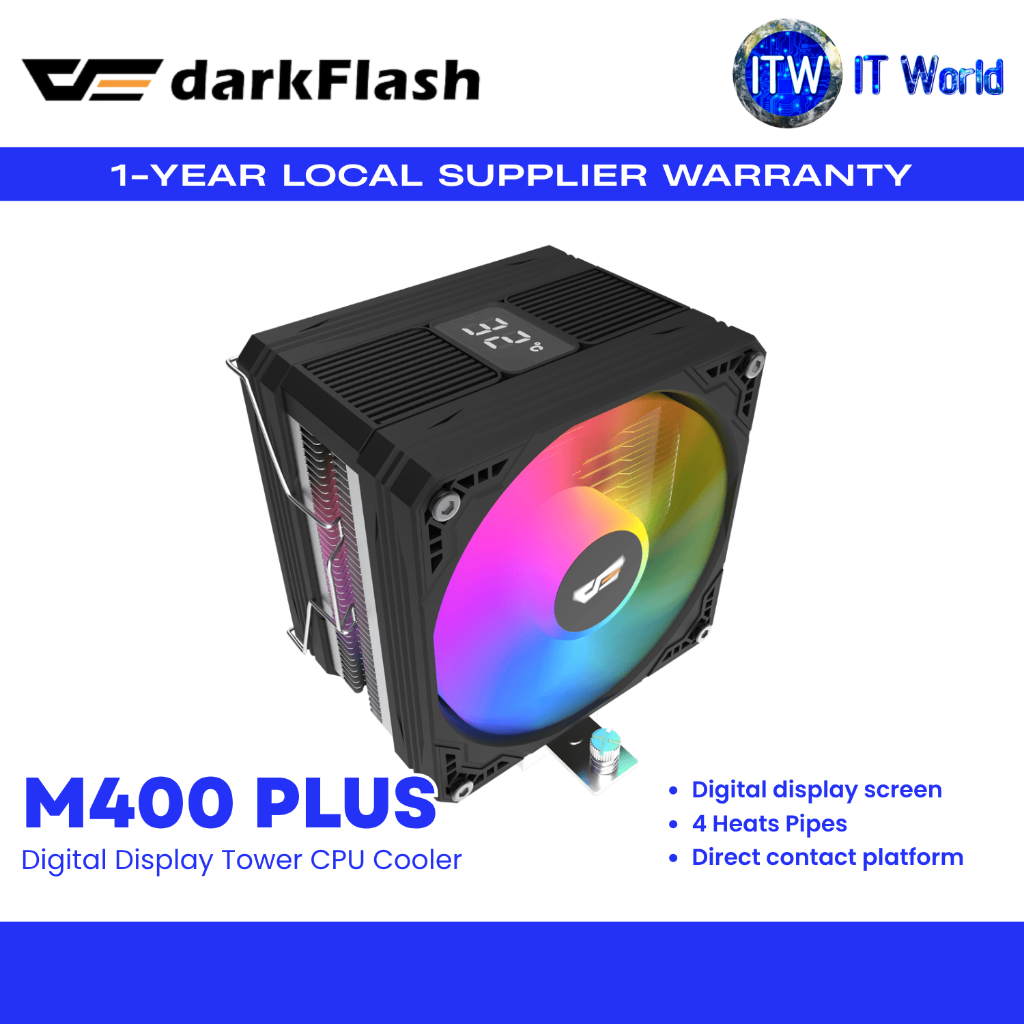 M400 PLUS Tower CPU Cooler / Digital Display 4 DarkFlash at Pipes Intel/AMD - Black | itw