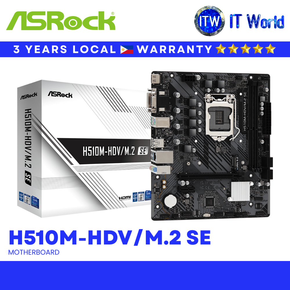 AsRock Motherboard H510M-HDV/M.2 SE | LGA1200 | DDR4 | PCIe 4.0 | M.2 | HDMI/DVI-D | Micro ATX | itw