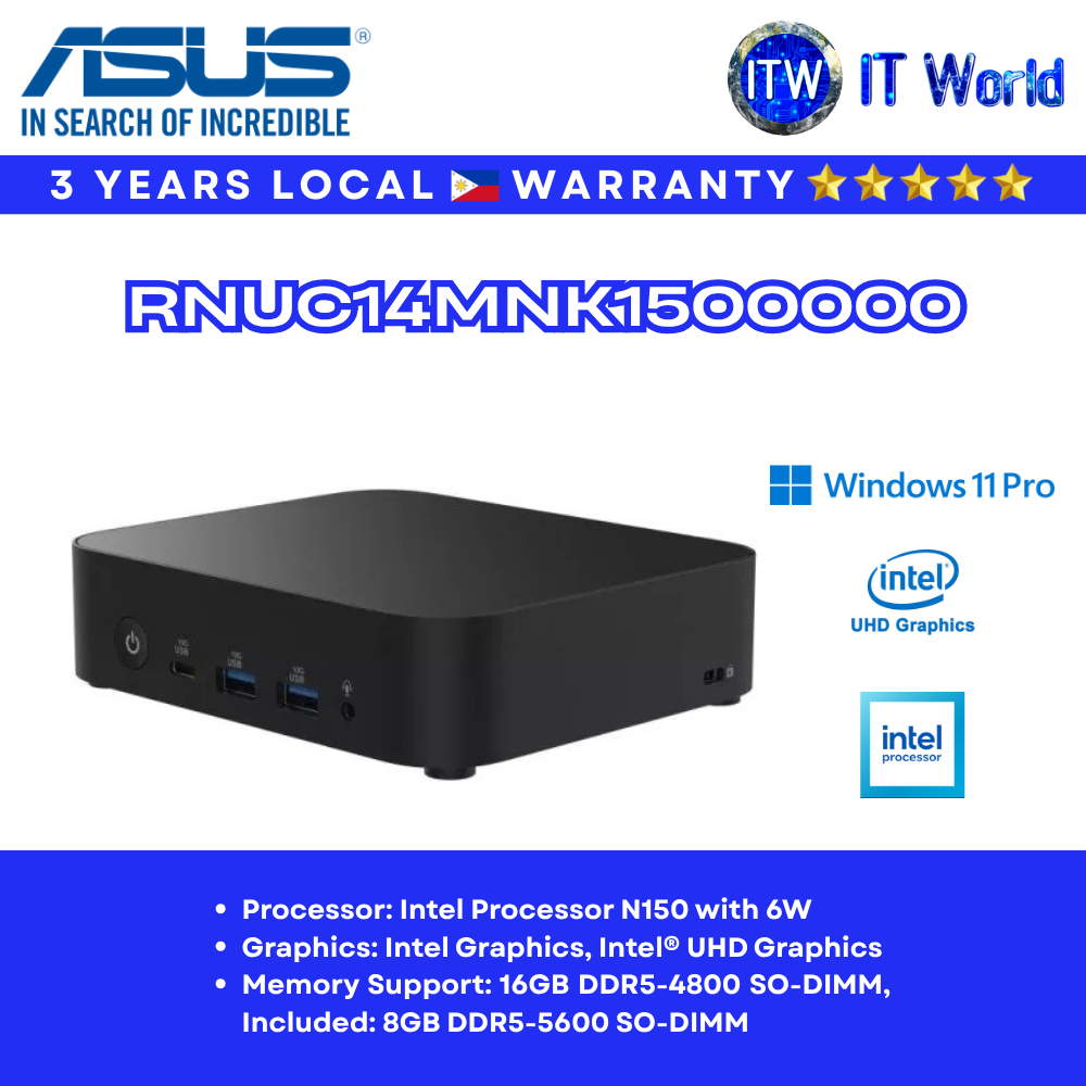 ASUS Intel NUC 14 Pro Mini PC / 14th Gen Intel Core i5 / Barebone Kit (RNUC14MNK1500000) | itw