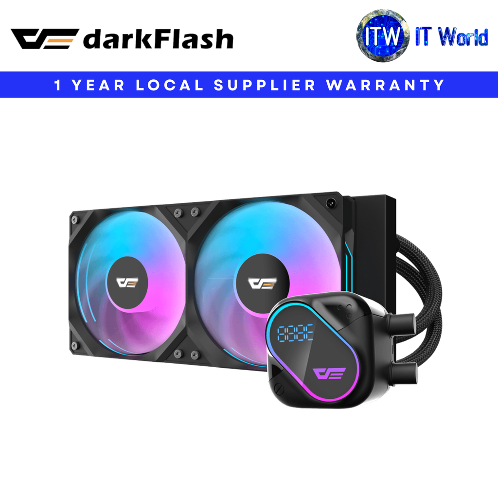 DarkFlash CPU Cooler Explore DO240 ARGB LCD 240mm AIO Liquid Cooler (Black / White) 