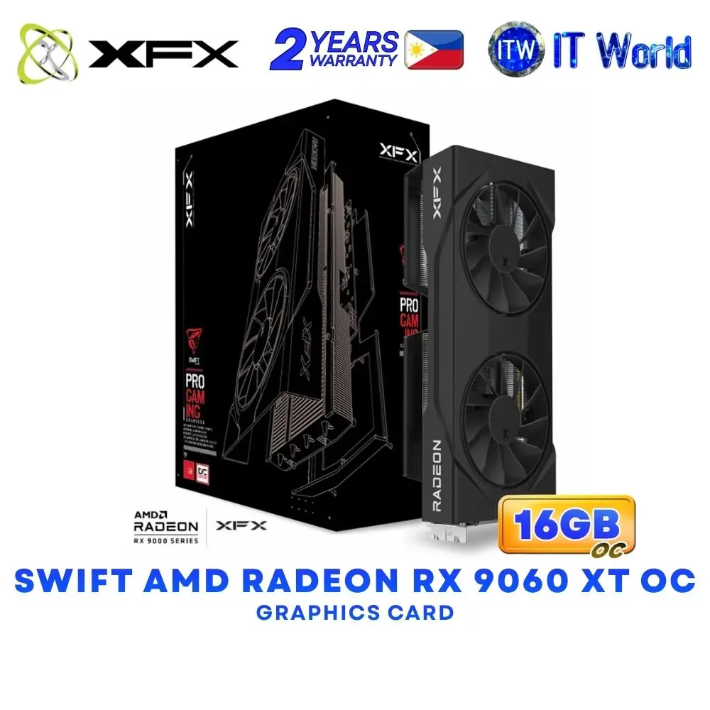 XFX Swift AMD Radeon RX 9060 XT OC Gaming Edition 16GB GDDR6 Dual Fans Graphics Card - Black | White