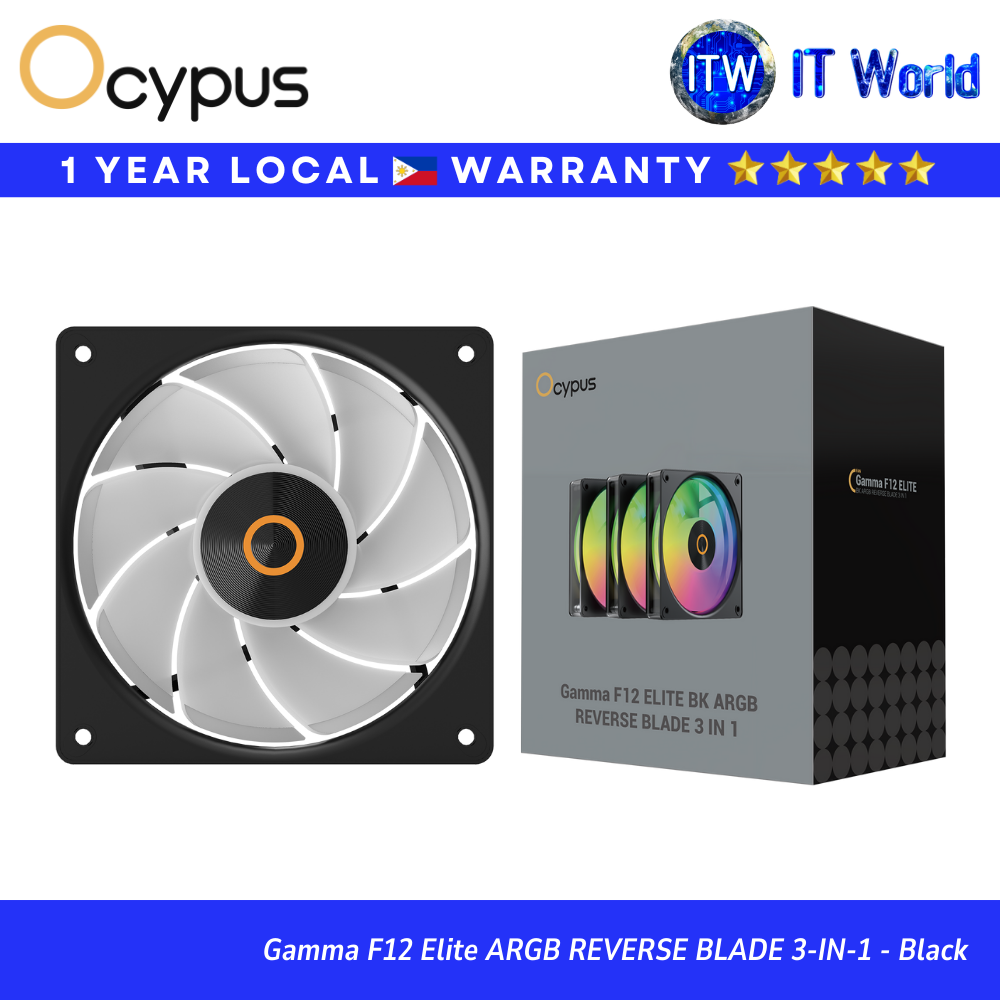 Ocypus Gamma F12 Elite ARGB Reverse Blade 3-in-1 | 120mm PWM Fan / Black & White | itw