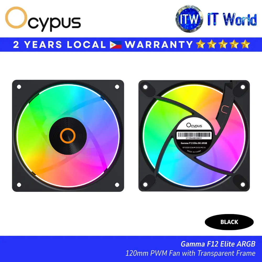 Ocypus Gamma F12 Elite ARGB | 120mm PWM Fan Transparent Frame (Black/White)