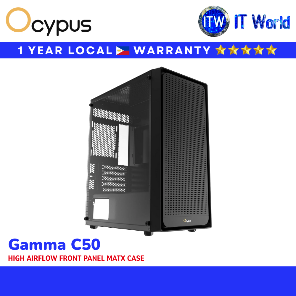 Ocypus Gamma C50 High Airflow MATX Case / Tempered Glass / ARGB Ready (GAMMA-C50-BKG400XX-GL) | itw